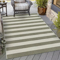 OJIA Striped Outdoor Area Rug 4'x6' Washable Patio Rugs Cotton Woven Living by OJIA
