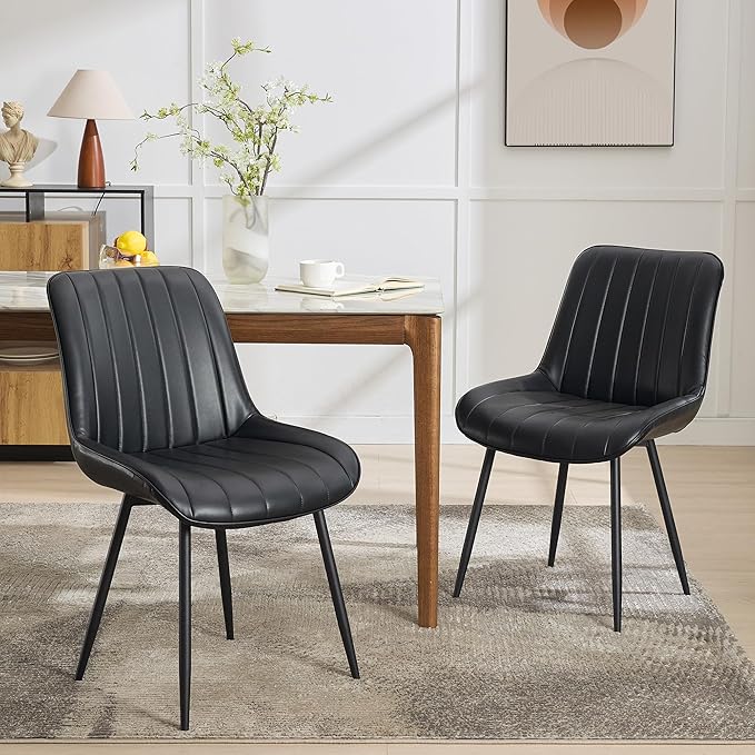 Dining Chairs Set of 2, Upholstered PU Leather Kitchen & Dining Chairs - Image 2
