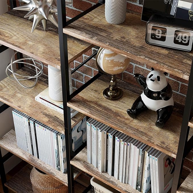 IRONCK Bookcases and Bookshelves Triple Wide 5 Tiers Industrial Bookshelf - Image 6