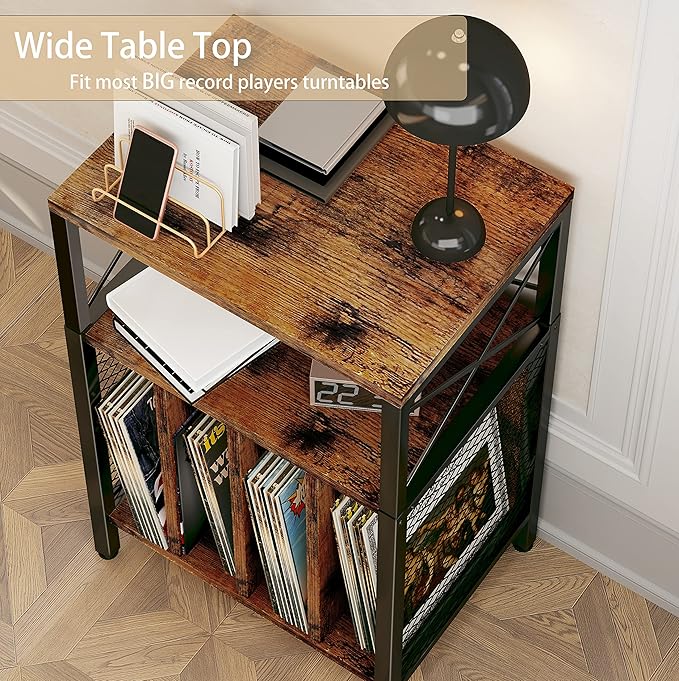 3-Tier Record Player Stand, Vinyl Record Storage Turntables - Image 5