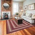 Autumn Maple Burgundy and Tan Braided Area Rug, 6x9' Rectangle by Homespice