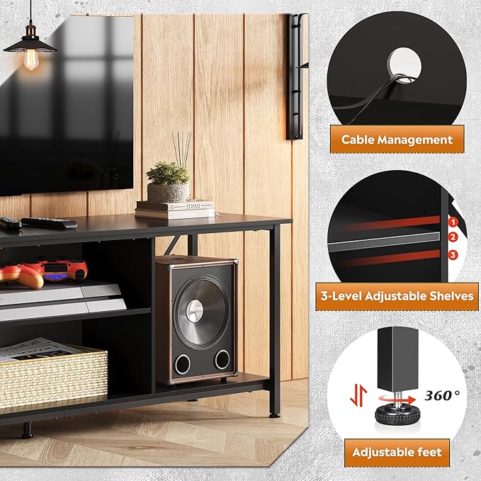 WLIVE TV Stand up to 65 Inch TV, Industrial TV Console - Image 4