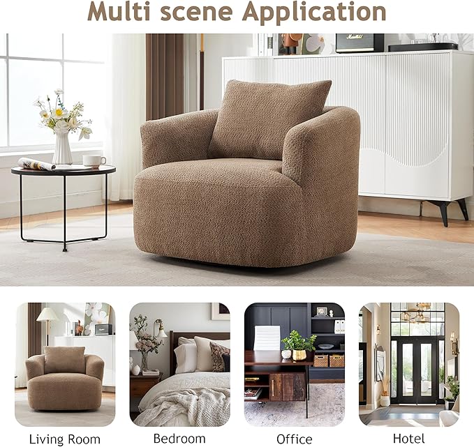 Merax Modern Cozy Chenille 360° Swivel Sofa Chair - Image 6