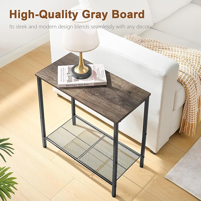 Hoctieon 2 Tier End Table, Sofa Side Table, Narrow Side Table - Image 5