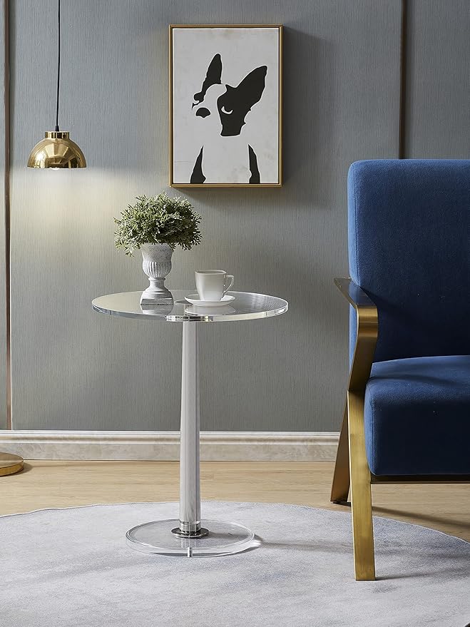 Clear Acrylic Table with Cone Metal Pole … - Image 2