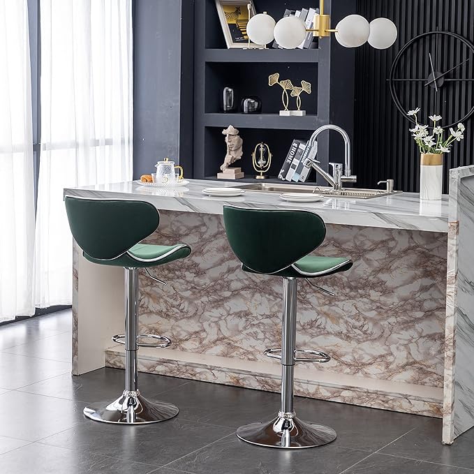 Roundhill Furniture Masaccio Velvet Upholstered Adjustable Swivel Barstool - Image 6
