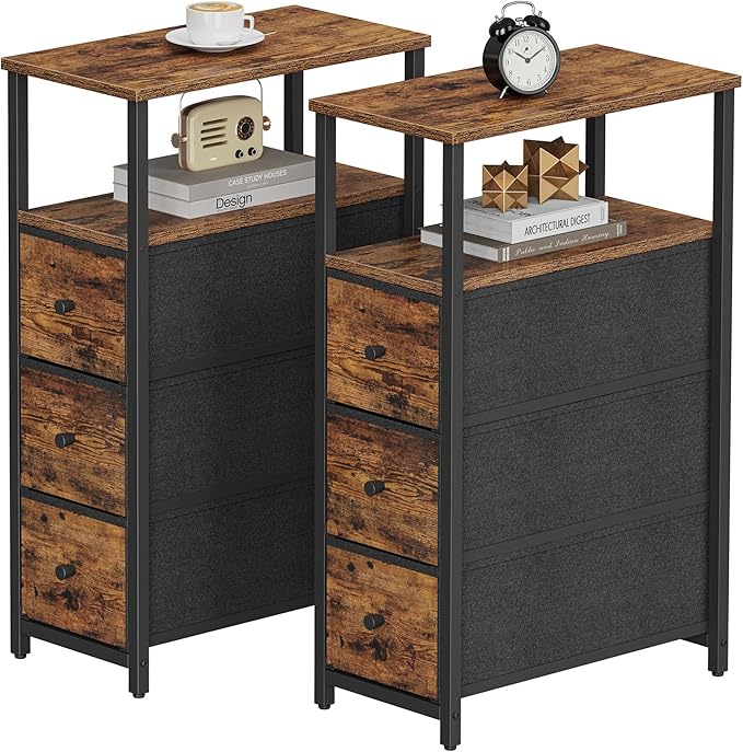 TUTOTAK Narrow Night Stand, Slim End Table, Tall Side Table by WelcometotheTUTOTAKHome