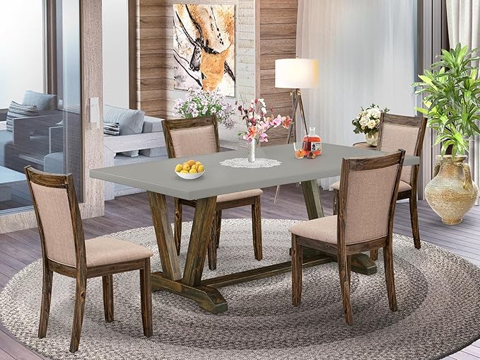 East West Furniture V797MZ716-5 5 Piece Dining Set Includes a Rectangle Dining - Image 2