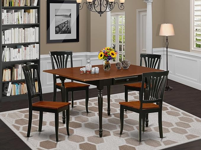 East West Furniture MZAV5-BCH-W 5 Piece Dinette Set - Image 2