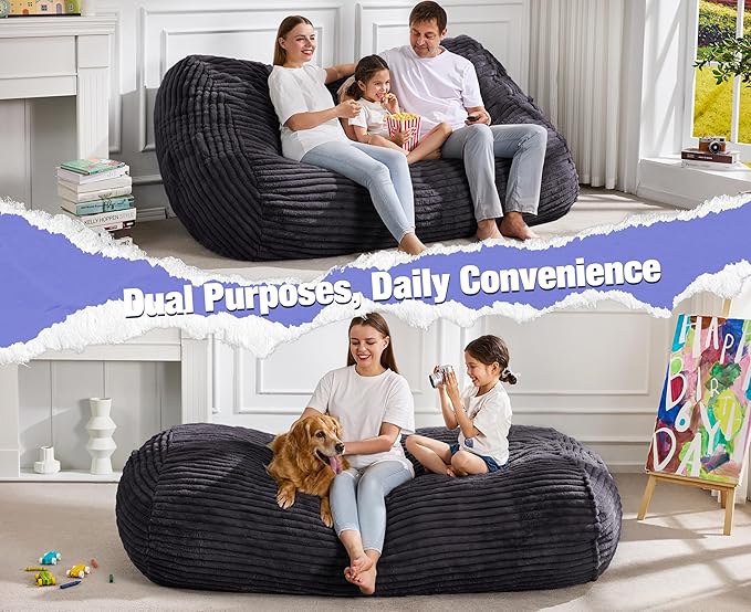 Hobestluk 6FT Bean Bag Chairs Adult Bean Bag - Image 6