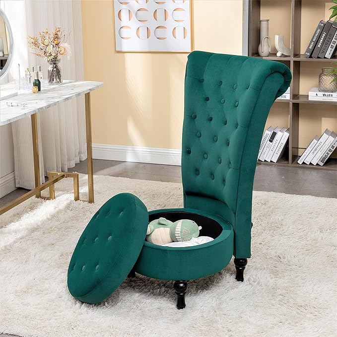 Container Furniture Direct Royal High-Back Velvet Accent Chair - Image 12