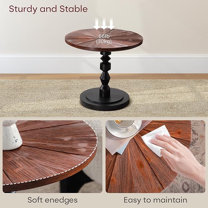 Wood Emd Table, Modern Round Side Table - Image 4