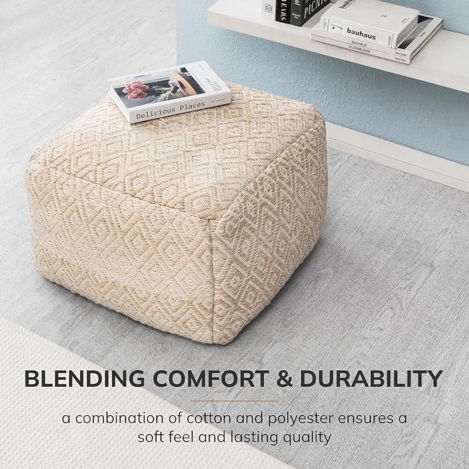 Anji Mountain 22"x22"x16" Handmade & Handcrafted Ottoman Pouf Comfortable Pouf - Image 5