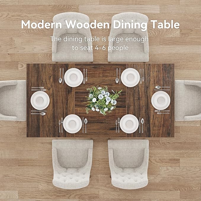LITTLE TREE Rectangle Dining Table, Modern Kitchen Table Set - Image 6
