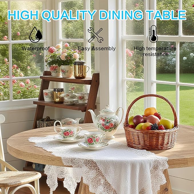 47" Round Dining Table for 4-6, Modern Dinner Table Farmhouse Round Small - Image 7
