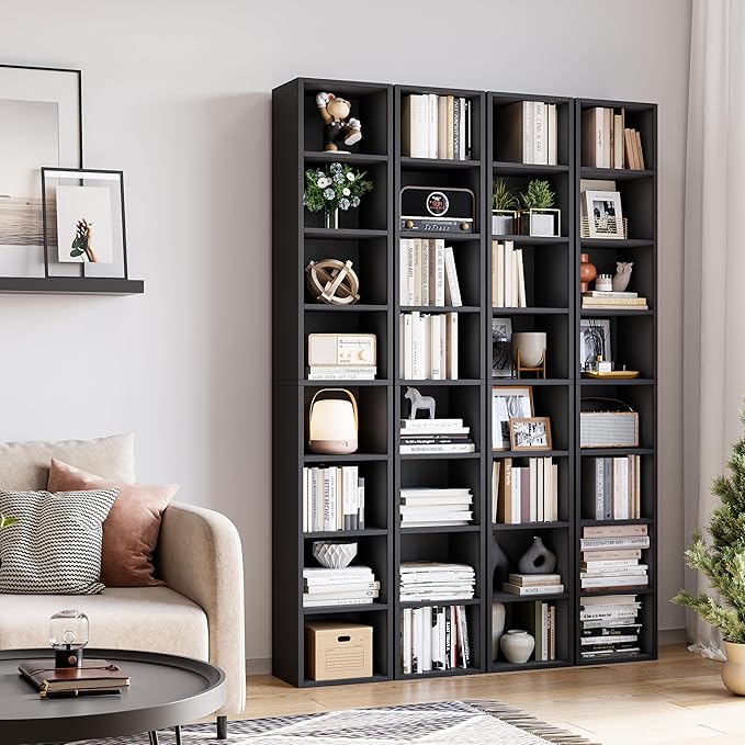 Bamjoy 71 Inches Tall Narrow Bookcase, 8-Tier Slim CD DVD Media Tower Rack - Image 5