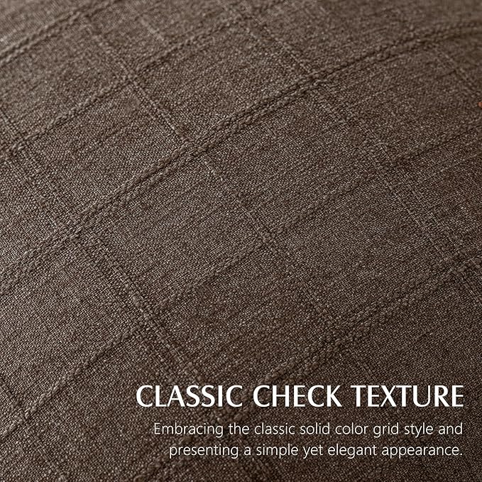 Foindtower Set of 2 Decorative Linen Check Throw Pillow Covers Neutral - Image 2