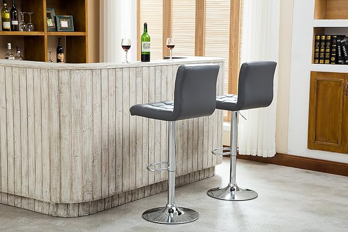 Roundhill Furniture Swivel Leather Adjustable Hydraulic Bar Stool - Image 4