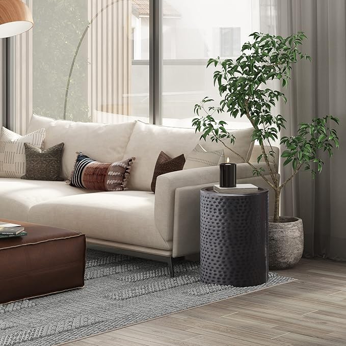 SIMPLIHOME Corbin 16 inch Wide Metal Side Table in Hammered Antique Copper - Image 2
