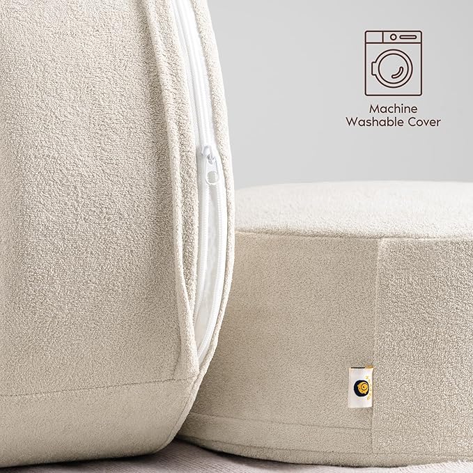 Pouf Ottoman Foot Rest Stool, Double Layer Round Modern Foam Filled Foot Stool - Image 6
