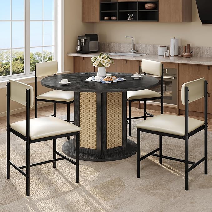 DWVO Dining Room Chairs Set of 4 White Modern Upholstered Dining Chairs Faux - Image 2