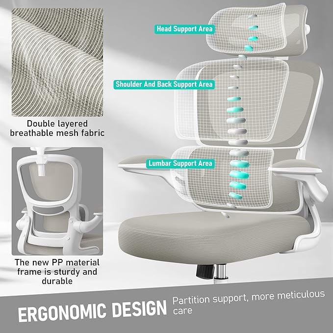 High Back Ergonomic Office Chair, Breathable Mesh Desk Chair - Image 4
