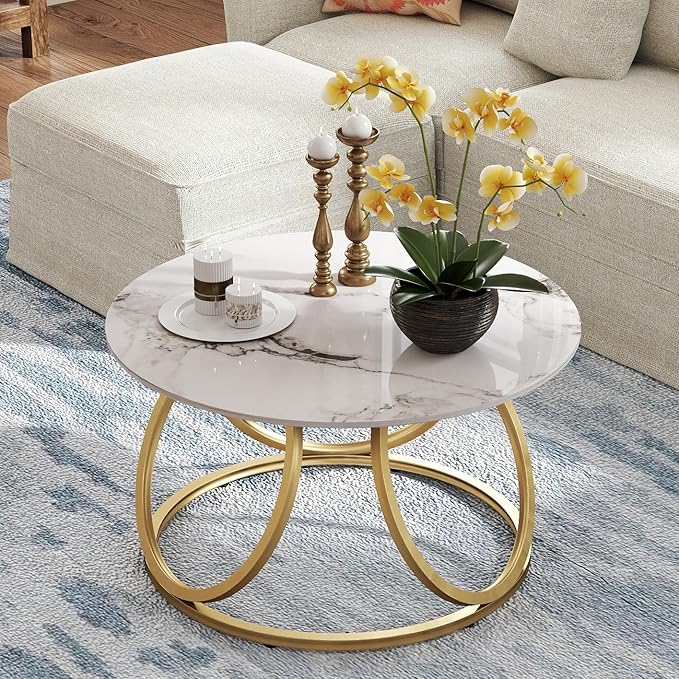 OIOG Round Coffee Table for Living Room, Modern Coffee Table - Image 4