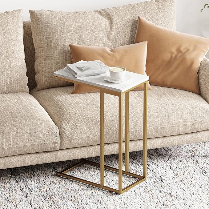 Yusong C Shaped End Table, Couch Side Table That Slide Under Sofa Bed, Small - Image 4