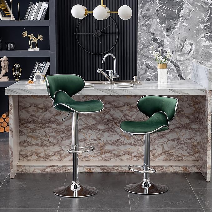 Roundhill Furniture Masaccio Velvet Upholstered Adjustable Swivel Barstool by RoundhillFurniture