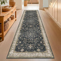 Black Washable Long Runners for Hallways, Entryway Indoor Rug, Non Slip Rubber by HazoHaus