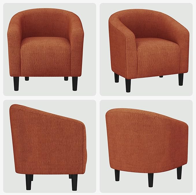 Yaheetech Accent Barrel Chair, Corduroy Fabric Club Chair, Furry Sherpa Elegant - Image 5