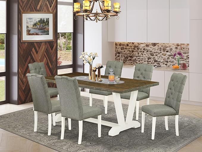 East West Furniture V077EL207-7 7 Piece Kitchen Table Set Consist of a - Image 2
