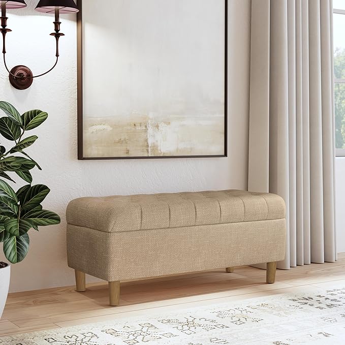 HomePop Home Decor | Tufted Ainsley Button Storage Ottoman Bench - Image 2