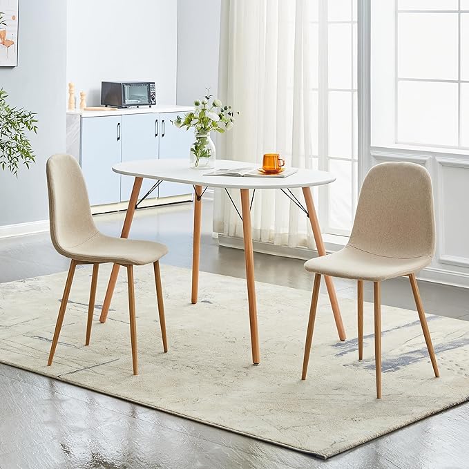 FurnitureR Dining Chairs Set of 4, Upholstered Fabric Armless Dining Room - Image 7