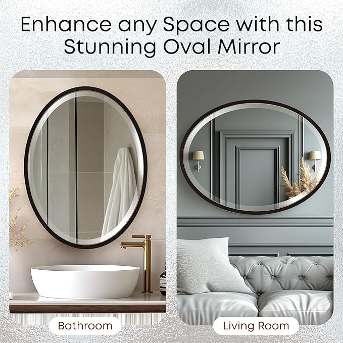 OVALCREST - Oval Wooden Beveled Wall Mirror - Image 7