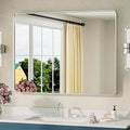 TETOTE Brushed Nickel Bathroom Mirror 40 x 30 Inch Brushed Nickel Metal Framed by TETOTE
