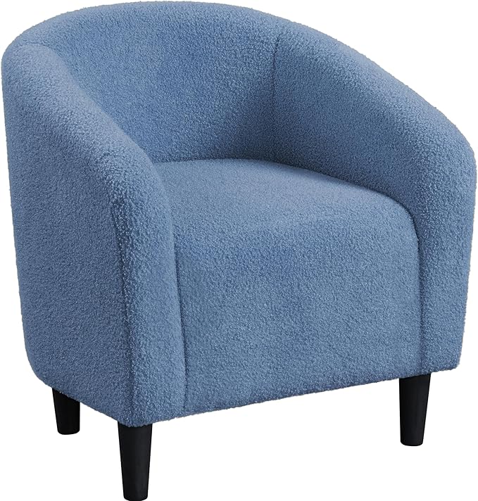 Yaheetech Accent Barrel Chair, Boucle Fabric Club Chair, Furry Sherpa Elegant by Yaheetech