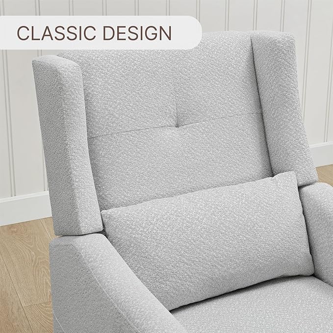 Upholstered Recliner Swivel Glider Nursery Chair Reclining Performance Fabric - Image 6