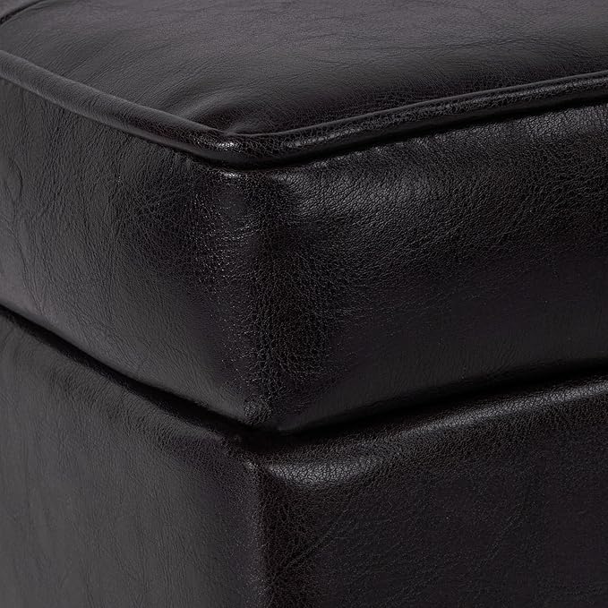 HomePop Leatherette Tufted Square Storage Ottoman - Image 10