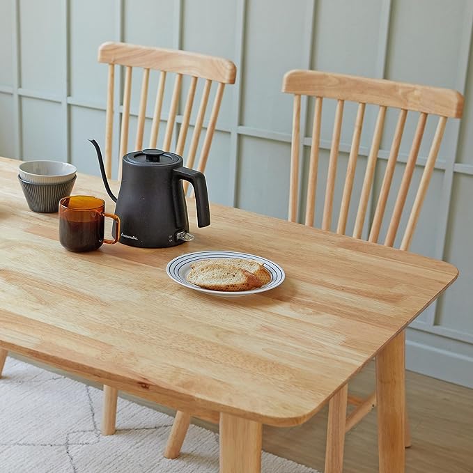 Livinia Aslan 70.9" Malaysian Oak Rectangular Wooden Dining Table/Large Solid - Image 9