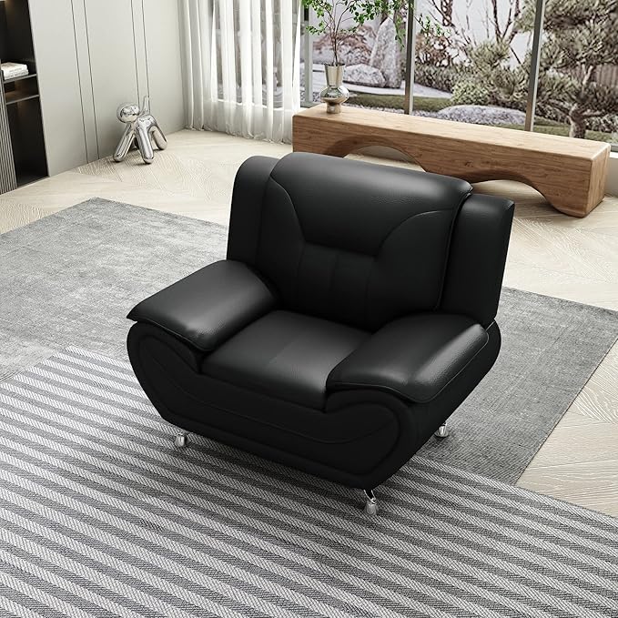 Container Furniture Direct Michael Modern Faux Leather Upholstered Stainless - Image 11