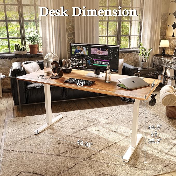 Monomi Electric Standing Desk, 63 x 28 inches Height Adjustable Ergonomic Home - Image 3