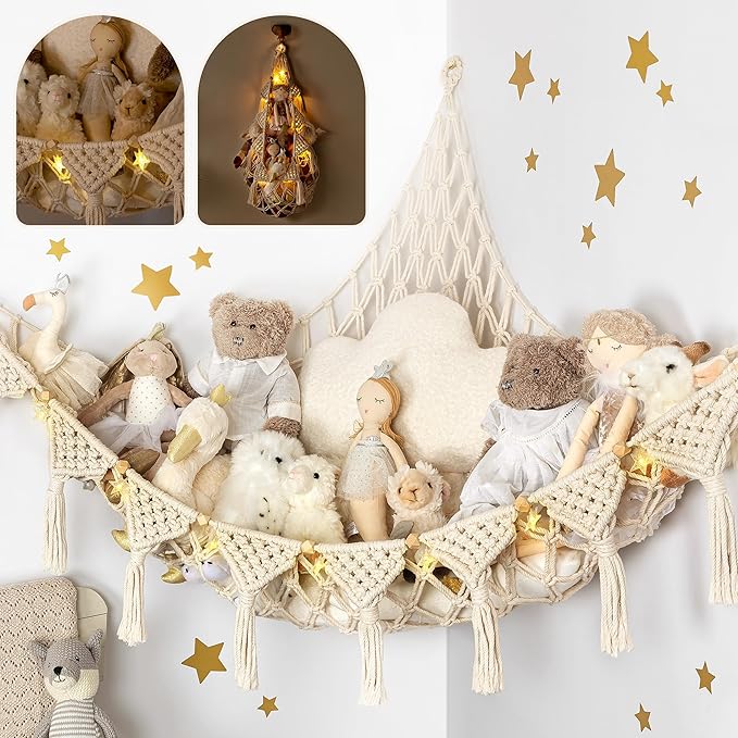 Stuffed Animal Hammock Corner | Sturdy Handcrafted Stuffed Animal Net | 4mm by TIDYTEDS