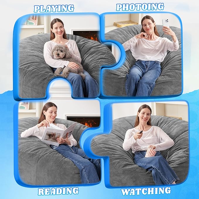 HABUTWAY 4FT Bean Bag Chair, Giant Bean Bag Chairs - Image 4