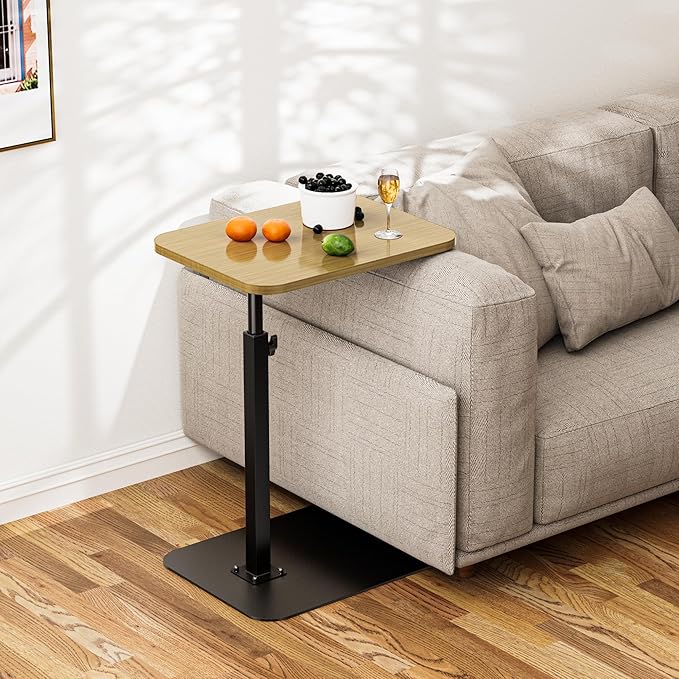 Side Table Sofa Tray for Couch Heavy Metal Base Swivel/Adjustable Height - Image 4