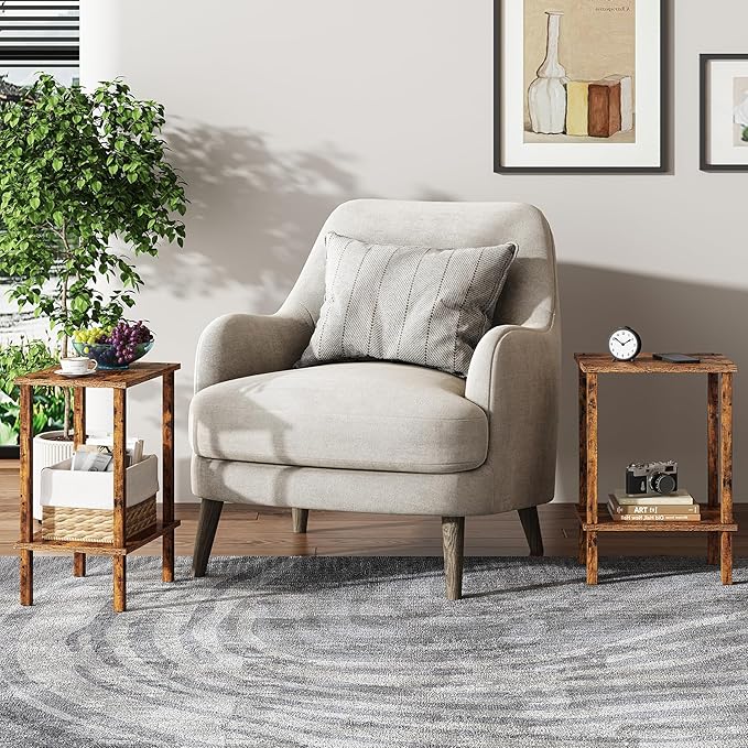 TUTOTAK End Table, Side Table, Nightstand, 2-Tier Storage Shelf, Sofa Side Table - Image 6