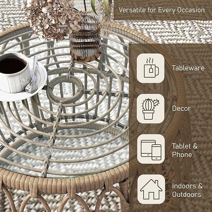Muse & Lounge Co. Ysar Boho Rattan Round Coffee Table Outdoor - Image 8