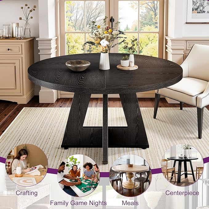 Round Dining Table for 4, Farmhouse Table for Dining Room, Living Room - Image 6