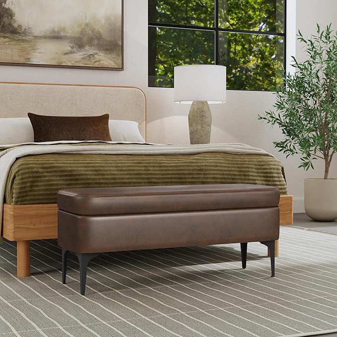HomePop Upholstered Storage Bench - Image 2