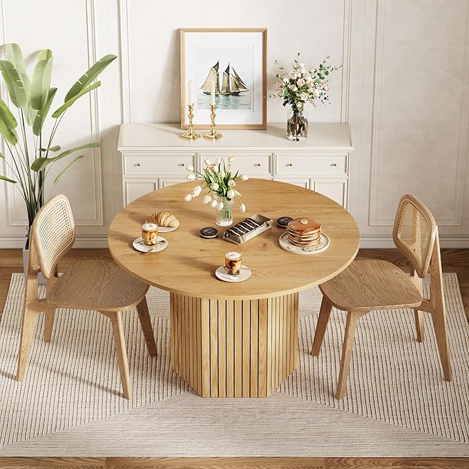 LITTLE TREE Round Wood Dining Table, 47-Inch Small Dining Table - Image 4